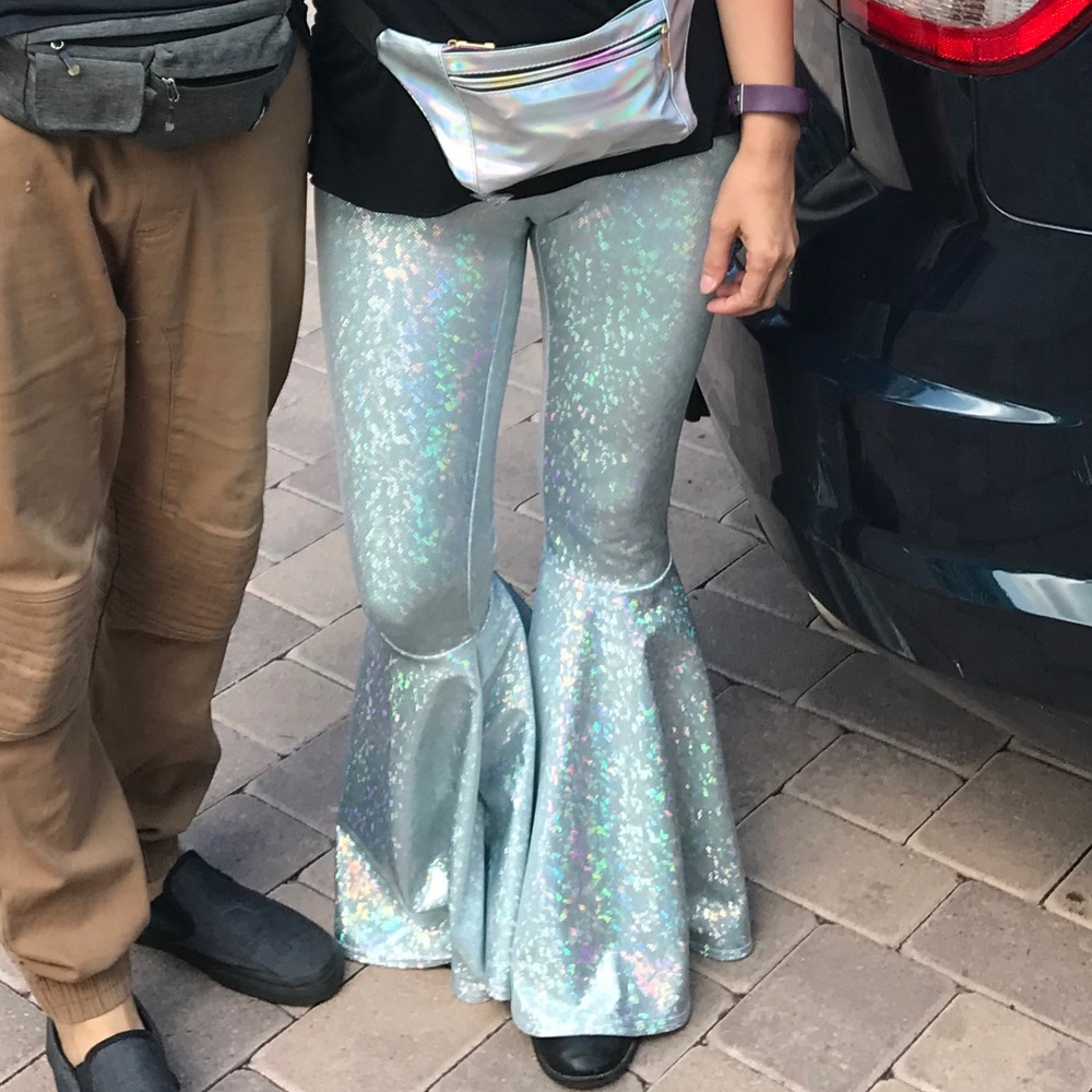 Coquetry Holographic bell bottoms